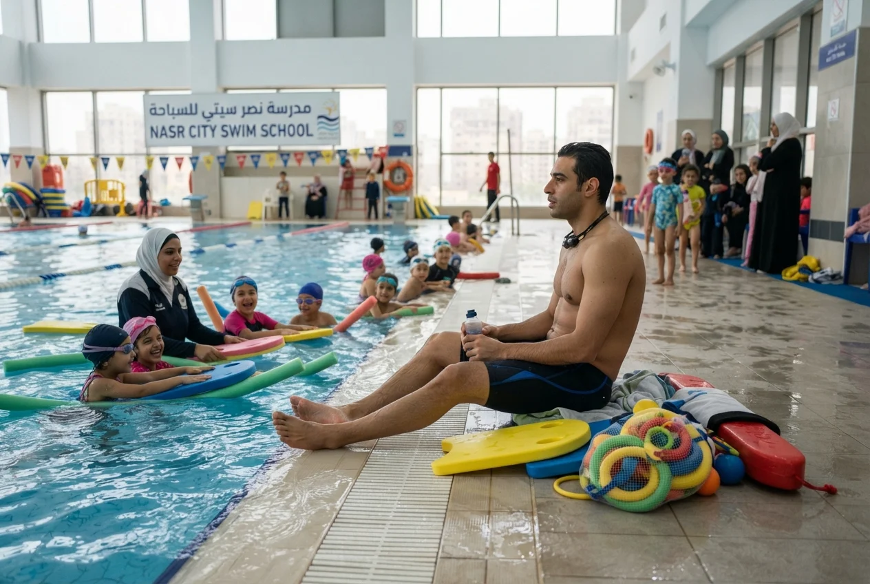 صورة توضح تمارين القوة البدنية والتحمل للاعبي السباحة
