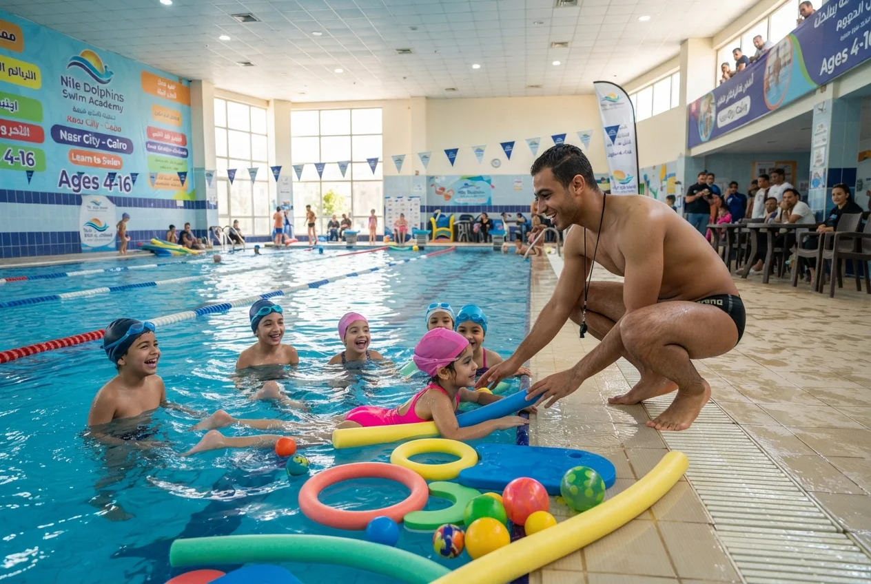 سباح سريع يقوم بحركة رشيقة على حوض السباحة